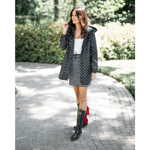 JOULES EVEDON BLACK RUBBER RAIN BOOTS TALL WITH PINK BACK RIBBON IN SIZE 7 - Picture 7 of 13